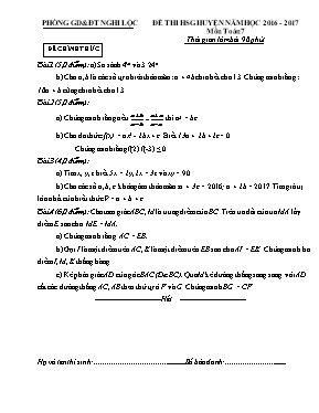 Đề thi học sinh giỏi huyện môn Toán Lớp 7 - Năm học 2016-2017 - Phòng GD & ĐT Nghi Lộc